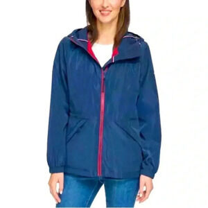 Tommy Hilfiger soft shell windbreaker navy blue with hoodie full zip size Medium